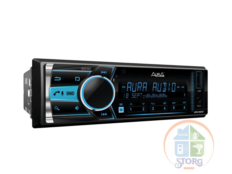 Автомагнитола процессорная AurA AMH-88DSP Качественный DSP-процессор, 4х61Вт, RCA: 3 пары, 25экв.