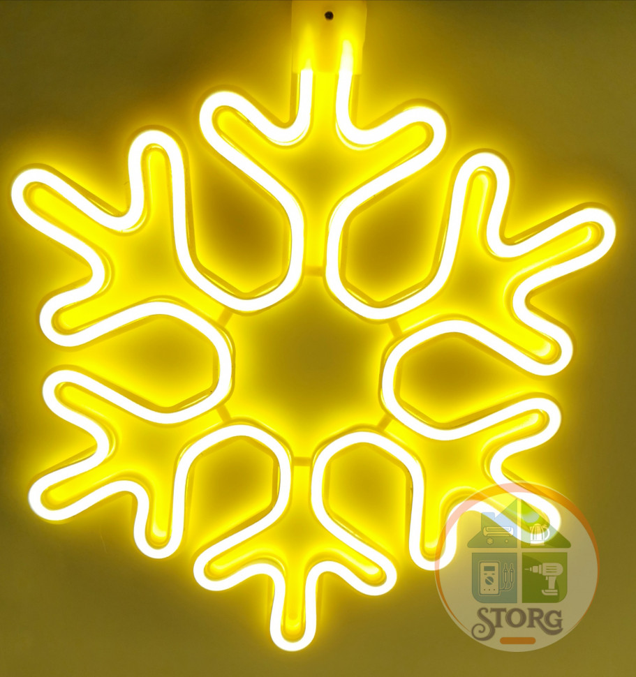 Гирлянда Украшение уличное LED S-Torg СНЕЖИНКА (Большая) неон 50см (желтый)