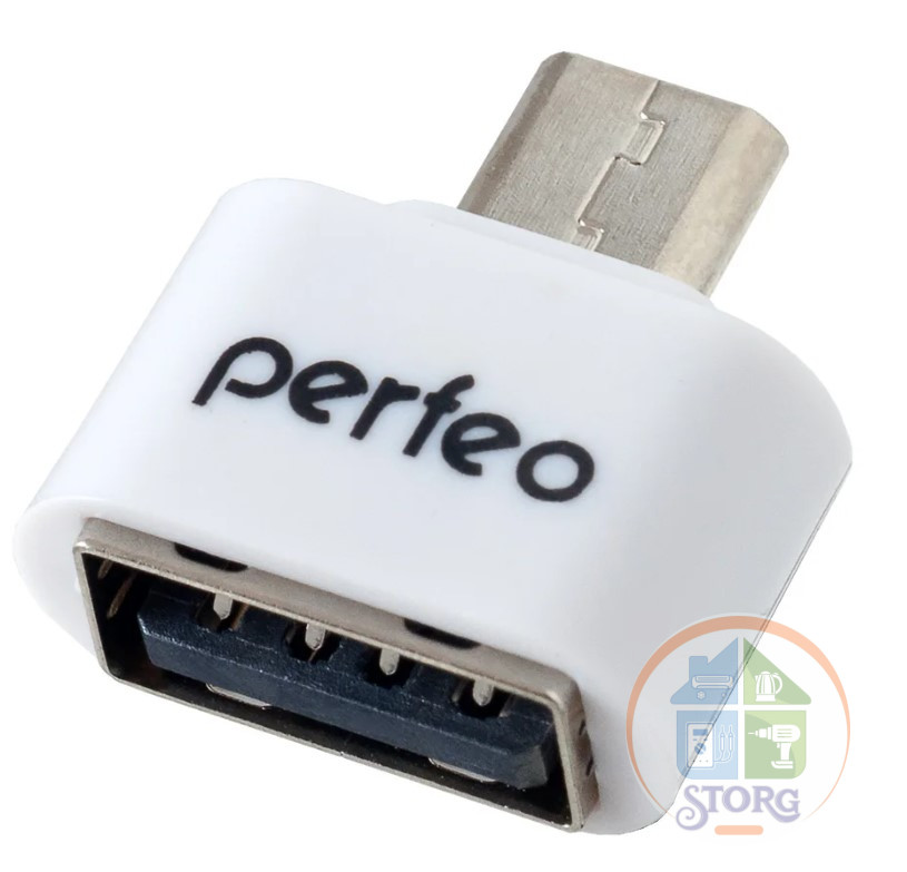 Perfeo adapter USB на micro USB c OTG (PF-VI-O003 White) белый