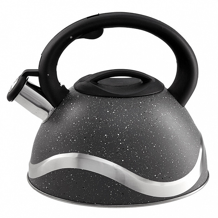 Чайник металлический со свистком на плиту WEBBER BE-0573 ( 3.0л, капсулированное дно, нержав. сталь)