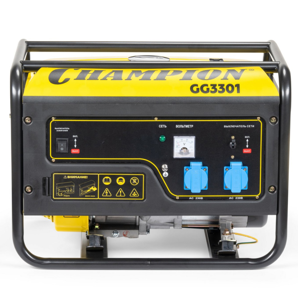 Генератор бензиновый Champion GG3301 (2.8/3.1кВт, 220В, 4-такт., ручной, AVR, бак 16л)