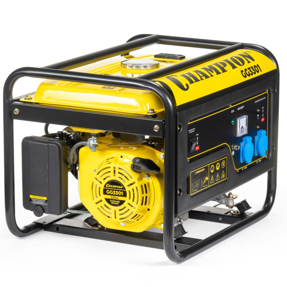 Генератор бензиновый Champion GG3301 (2.8/3.1кВт, 220В, 4-такт., ручной, AVR, бак 16л)