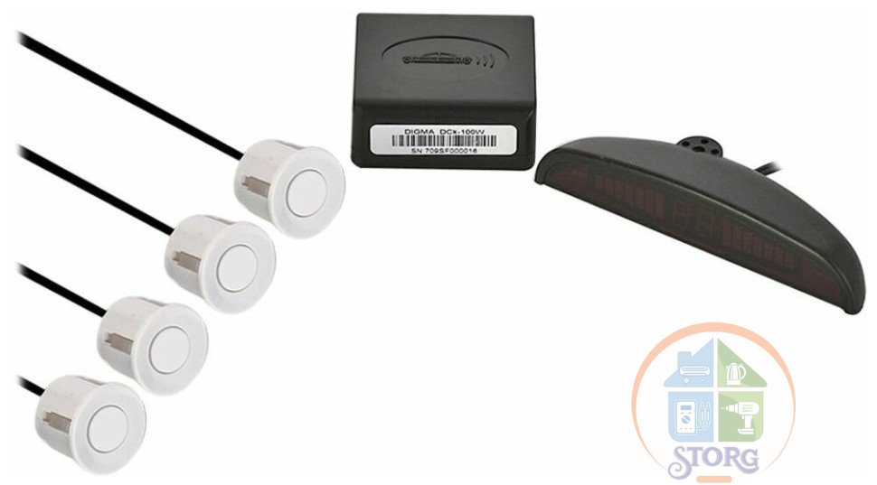 Парктроник Digma DCK-110W, 4 датчика, 22мм, белый