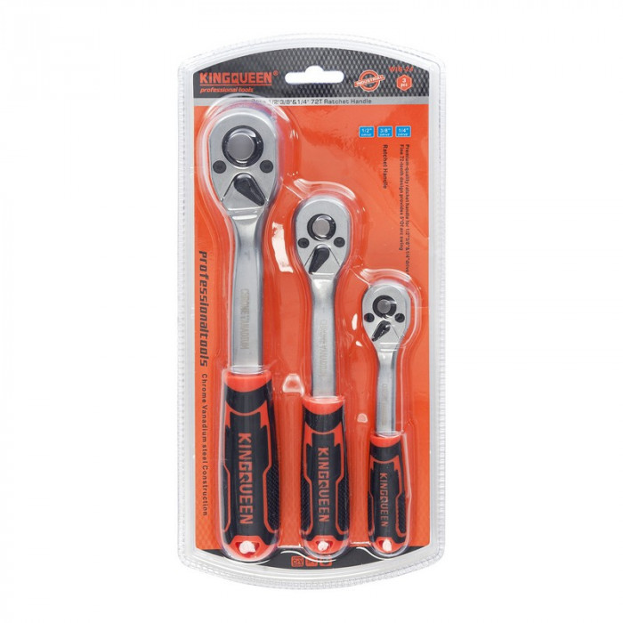 Набор трещоток 72 зуба 1/2 3/8 1/4 3 предмета KINGQUEEN WIB-24