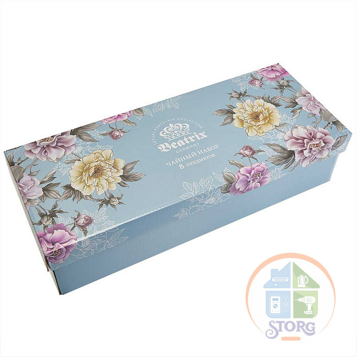 Чайный набор BEATRIX 8 предметов Ф2-041P/4 "Blossom Violet" в подарочной коробке фарфор