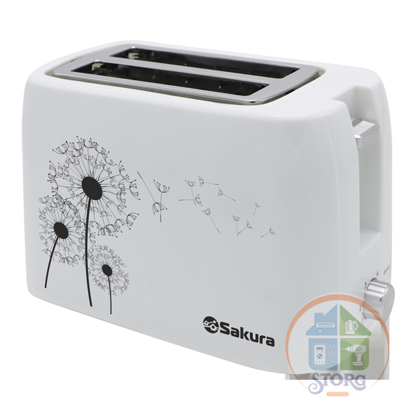 Тостер SAKURA SA-7608W, 750Вт, белый, 5 степеней прожарки, автомат. подача хлеба