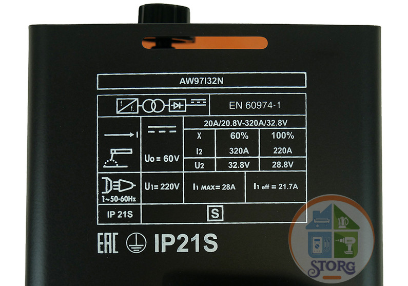 Сварочный аппарат Sturm! AW97I32N,320 А,IGBT инвертор, напр 170-250 В, защита IGBT