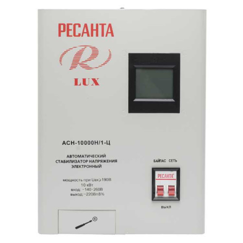 Стабилизатор напряжения релейный Ресанта АСН-10000Н/1-Ц, 10000 Вт, 140-260 В, настенный