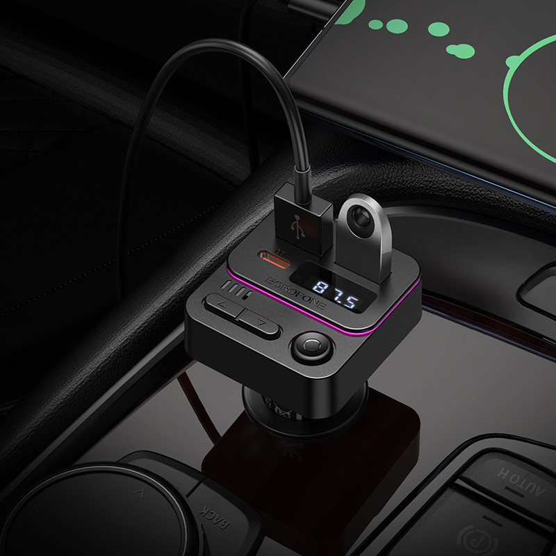 АЗУ Bluetooth FM-Трансмиттер BOROFONE BC60 Hero 35W(1A1C) car BT FM transmitter