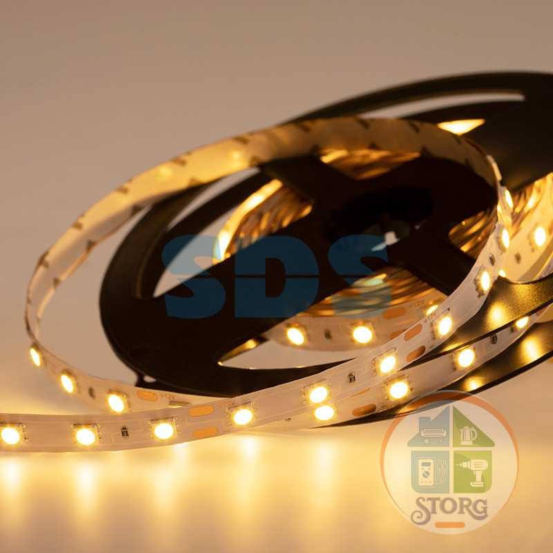 Светодиодная лента LED, открытая REXANT,10 мм,IP23,SMD 5050, 60 LED/m,12V,теплый белый (Цена за 5м!)
