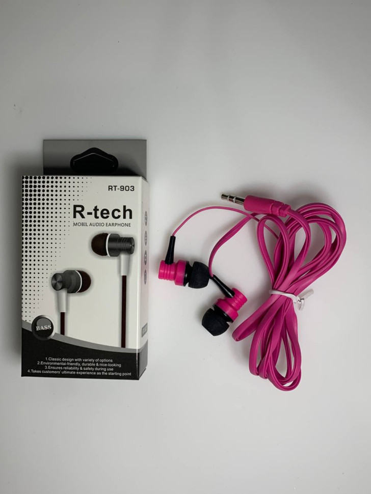 Вакуумные внутриканальные наушники R-Tech RT-903 (Розовый)