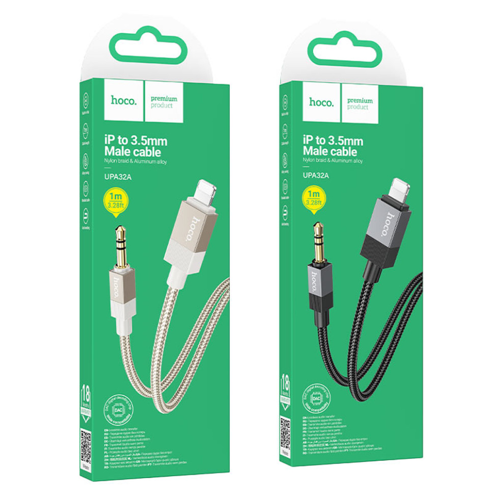 Аудио-кабель HOCO UPA32A Clever digital audio conversion cable, 1м, 3,5мм-Lightning (Черный)
