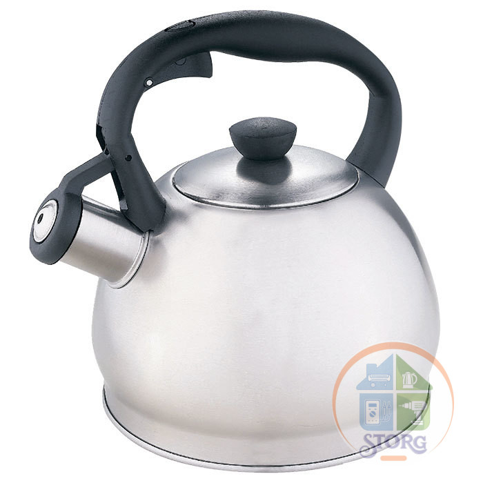 Чайник металлический WEBBER BE-0578, из нерж.стали 2л,со свистком
