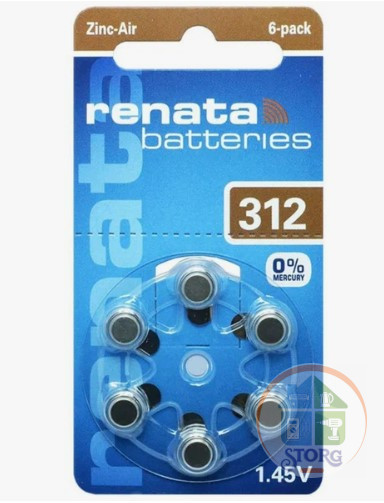 Элемент питания Renata ZA312/6BL для слуховых аппаратов