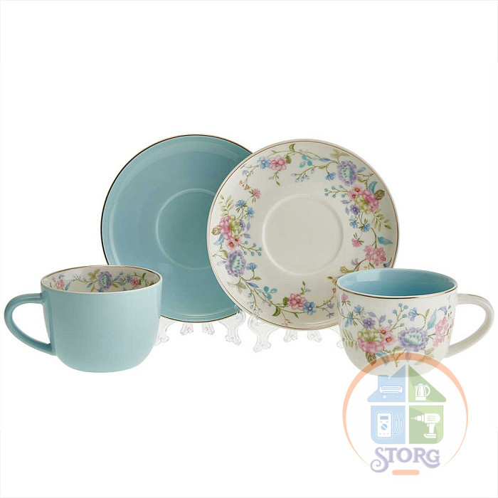 Чайный набор BEATRIX 8 предметов Ф2-042P/4 "Blossom Blue" в подарочной коробке фарфор