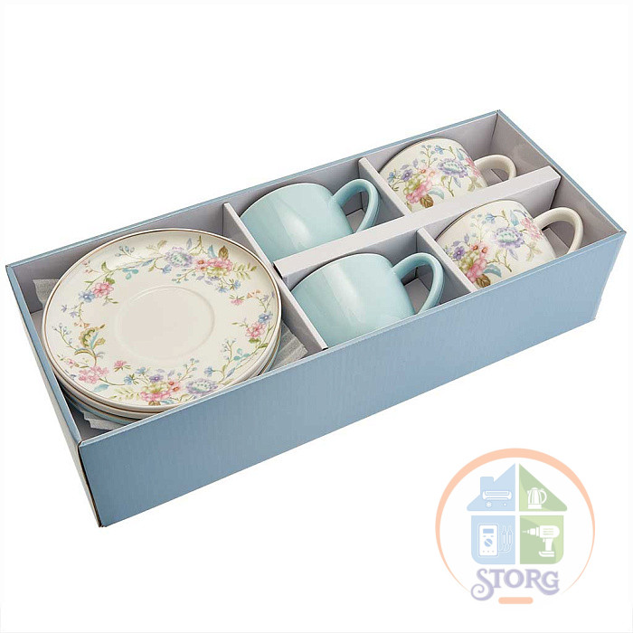 Чайный набор BEATRIX 8 предметов Ф2-042P/4 "Blossom Blue" в подарочной коробке фарфор
