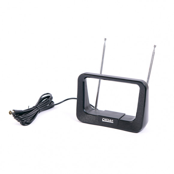 Антенна комнатная DVB-T2 и ДМВ+МВ активная Сигнал SAI-119 усы 1м кабель 3м