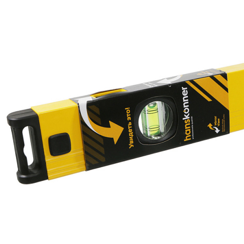 Уровень алюминиевый Hanskonner HK2015-02-1000, 1000мм,3 колбы,усил,фрезеров.,двойной обзор, 0,5мм/м