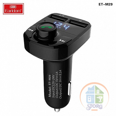 ФМ модулятор Earldom ET-M29(2USB, microSD, Bluetooth) (black)