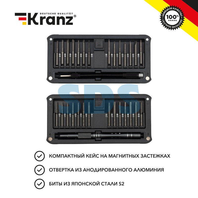 Набор отверток для точных работ KRANZ RA-02, 30 предметов Набор отверток для точных работ KRANZ RA-02, 30 предметов