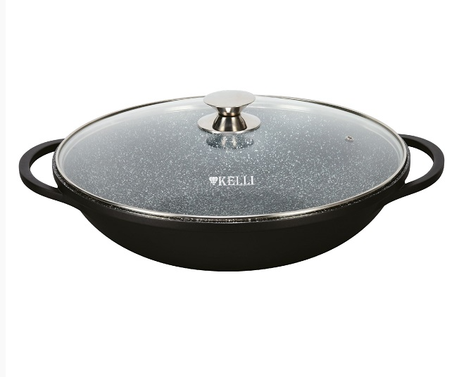 Сковорода-ВОК KELLI KL-4602-32, d-32см, объем 5.0л, антипригарное мраморное покрытие