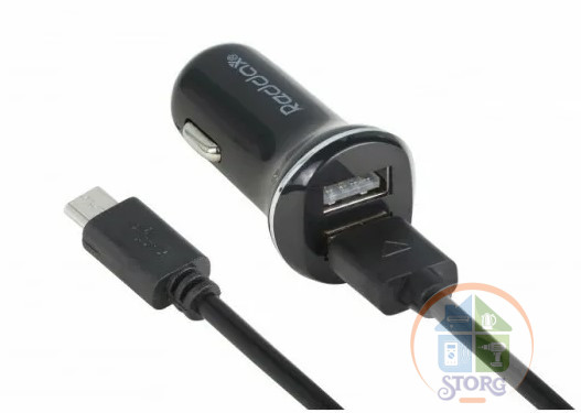 АЗУ Reddax RDX-102 5V2,4A 2USB + кабель microUSB черный