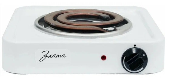 Плита электрическая ЗЛАТА 114Т (Белая; Мощность 1000Вт; 1-конфорочная; Эмалированная сталь; Спираль)