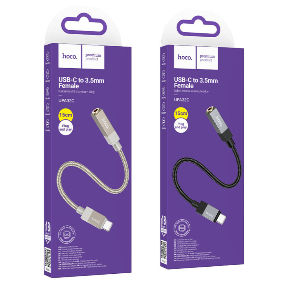 Аудио-кабель HOCO UPA32C Clever digital audio converter Type-C to 3.5 (Черный) Аудио-кабель HOCO UPA32C Clever digital audio converter Type-C to 3.5 (Черный)