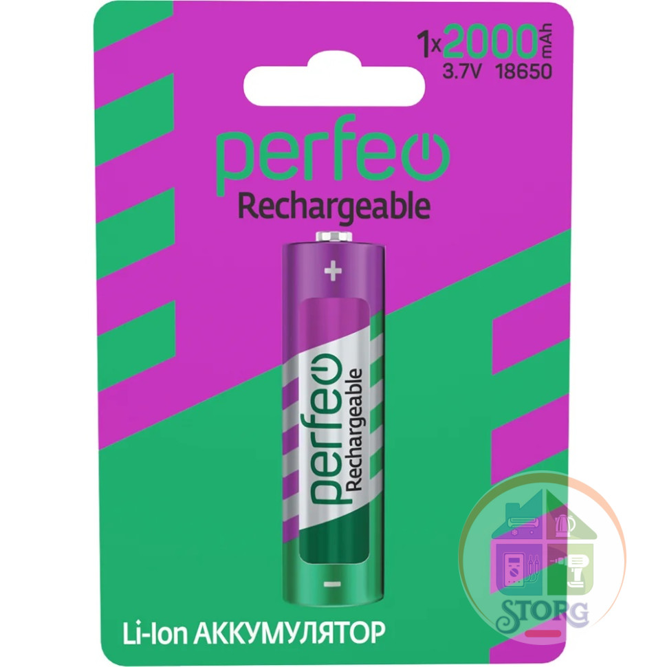 Аккумулятор Perfeo Li-Ion 18650 2000mAh/1BL 3.7V