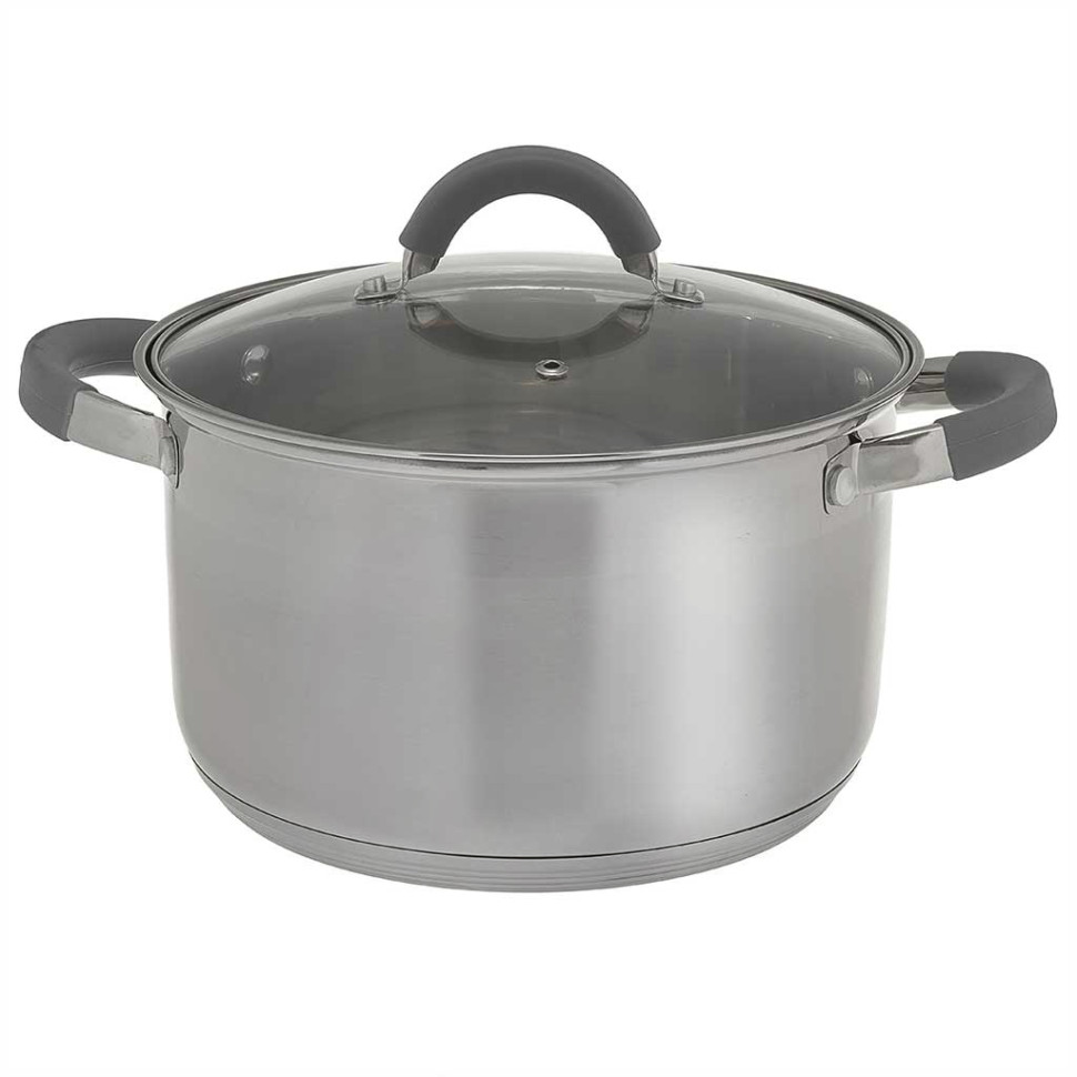 Кастрюля WEBBER BE-359/2, из нерж стали со стеклянной крышкой, d=22, 5,1 л (6)