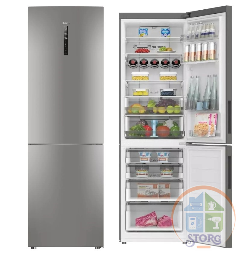 Холодильник Haier C2F636CFRGU1 Total NoFrost, 364л, 59.5х190х67.2см, Металлик