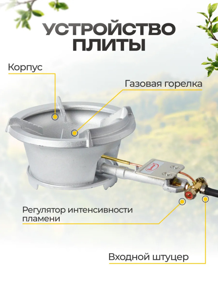 Плита газовая портативная "Умница" ПГЧ-1Р (макс.нагруз.40кг. 18кВт, ручной розж., баллонный газ)