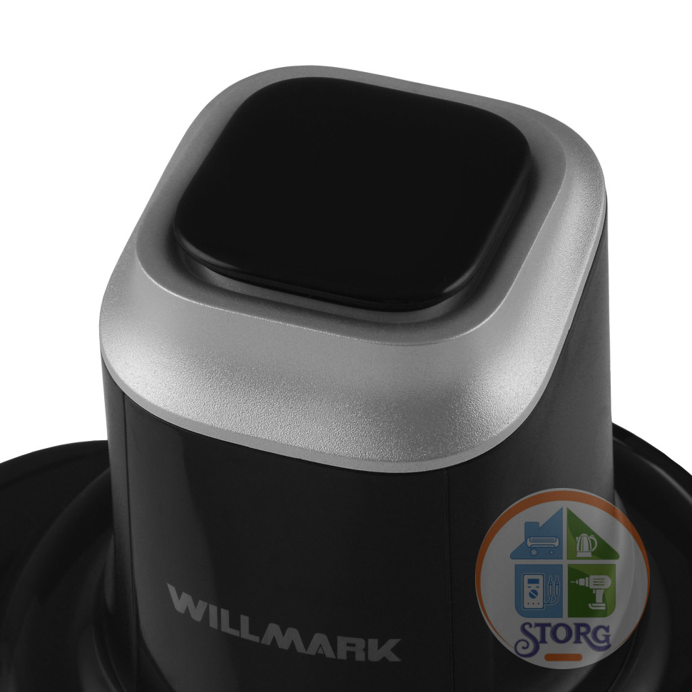 Измельчитель WILLMARK WMC-5288, черный, 400Вт., стекл. чаша 1,2л., двойн. лезвия., рез. основание