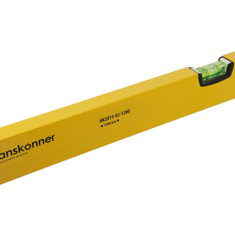 Уровень алюминиевый Hanskonner  HK2015-02-1200, 1200мм,3 колбы,усилен,фрезеров.,двойной обзор, 0,5мм
