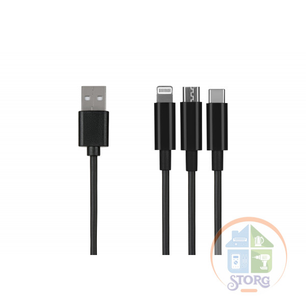 Кабель USB MRM-360 3in1 Lightning-Micro-Type-C Силиконовый 1000mm