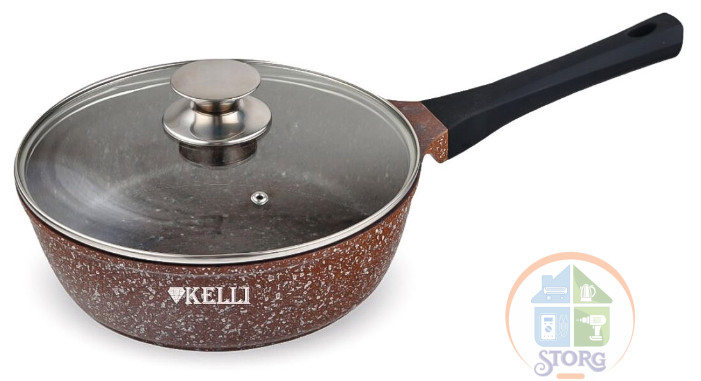 Сковорода KELLI KL-4085-24, диаметр 24см, антипригарное гранитное покрытие