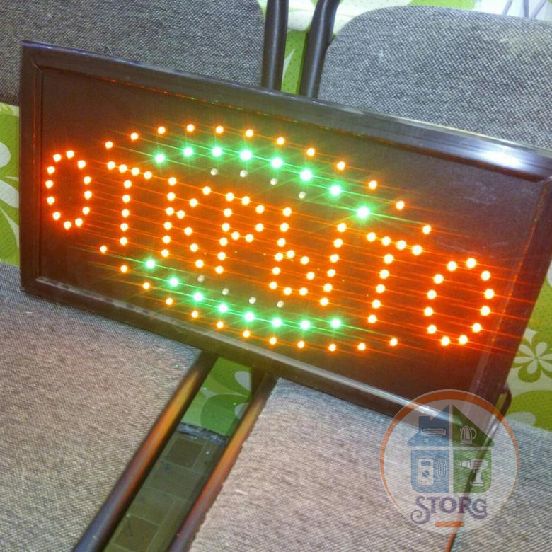 Рекламная вывеска светодиодная S-TORG "ОТКРЫТО" 50cm*25cm N2 желтая