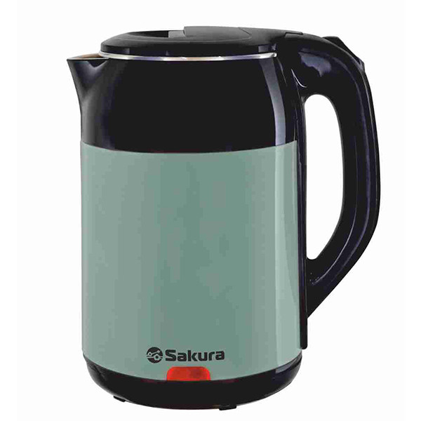 Чайник электрический SAKURA SA-2168BGR (Черный/Зеленый; Мощность 1800Вт;Объем 1.8л;Пластиковый;Диск)