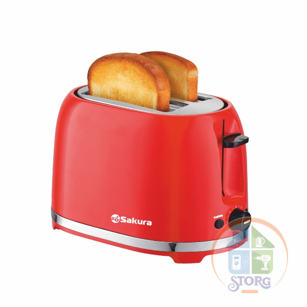 Тостер SAKURA SA-7610R, красный, 850Вт, 7 режимов, лоток для крошек