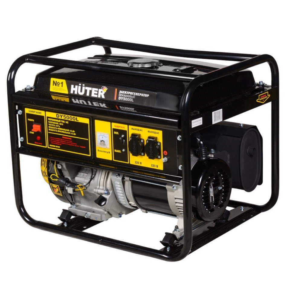 Генератор бензиновый Huter DY5000L (4/4.5кВт, 220В, 4х-такт., однофазный, руч.старт, бак 22л) Генератор бензиновый Huter DY5000L (4/4.5кВт, 220В, 4х-такт., однофазный, руч.старт, бак 22л)