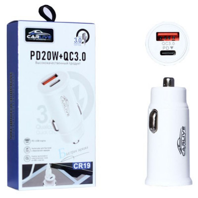 АЗУ Carlive CR19 QC3.0 + PD20W 38W (White)