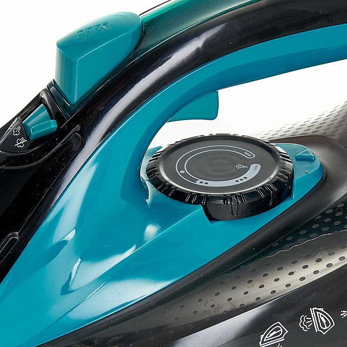 Утюг DELTA LUX DE-3000, черный с бирюзовым, 2000 Вт, КЕРАМИКА, САМООЧИСТКА, ПАРОВОЙ УДАР, 320мл (10)