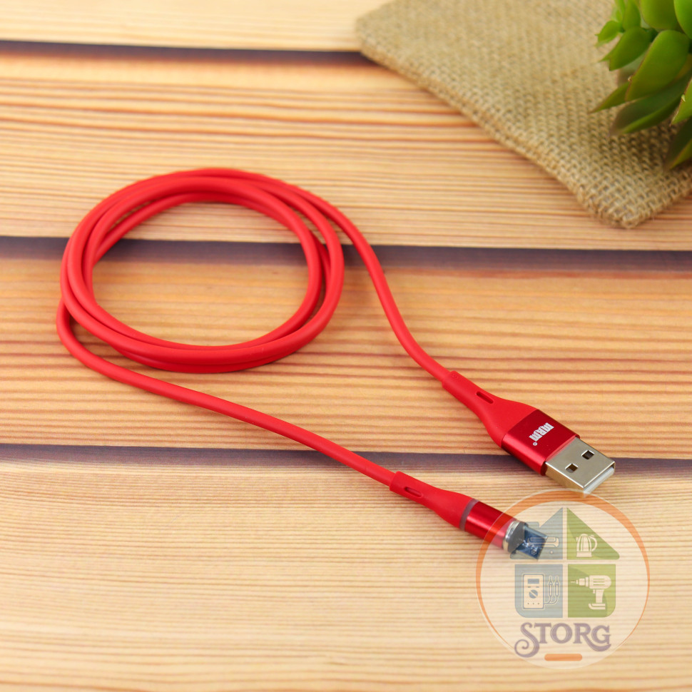 Кабель USB MRM-360m Micro Силиконовый 1000mm (магнитный 360 градусов) Red