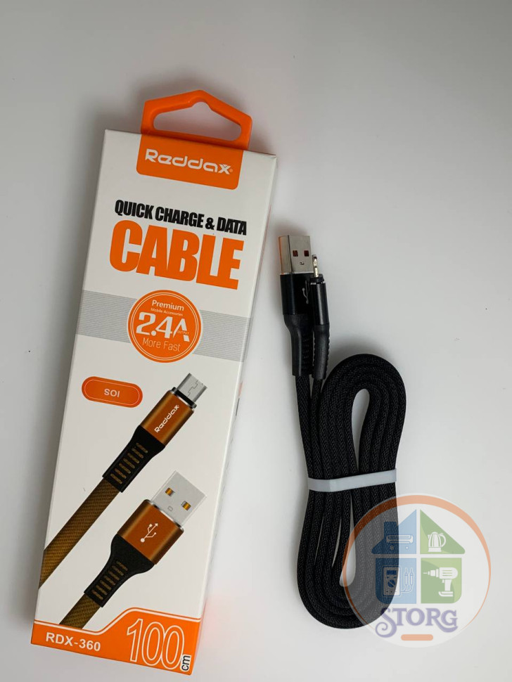 USB кабель Reddax RDX-360 lighting 1м в оплетке (black)