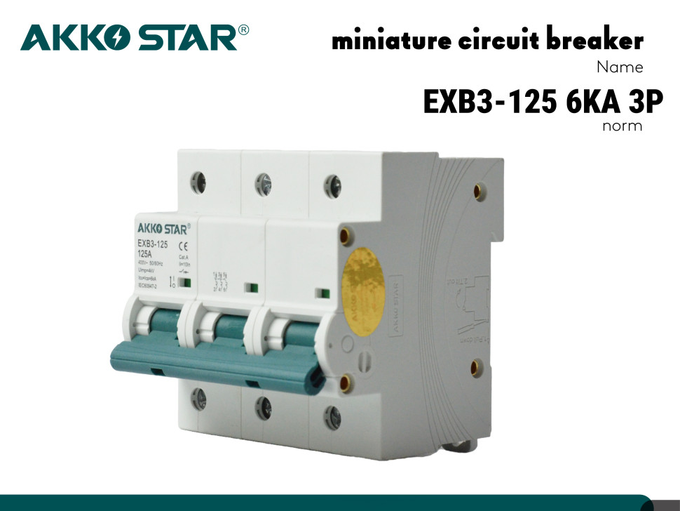 Автоматический выключатель AKKOSTAR трехполюсный EXB3-125 6KA 3P C125A