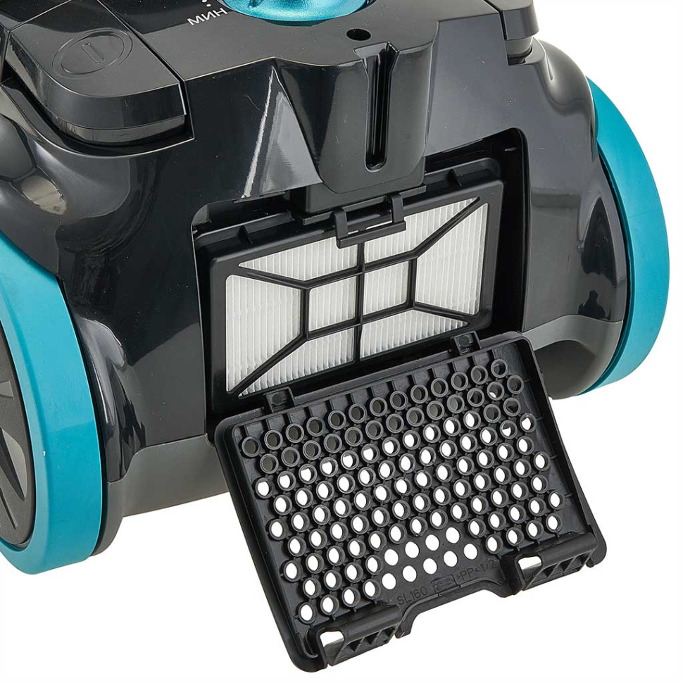Пылесос DELTA LUX DL-0836 СУПЕР-ЦИКЛОН, Черный с бирюзовым, 2600Вт, регулир. мощности