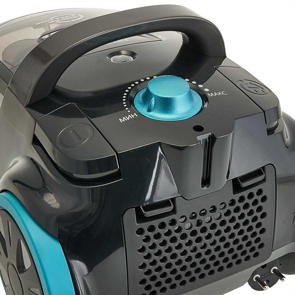 Пылесос DELTA LUX DL-0836 СУПЕР-ЦИКЛОН, Черный с бирюзовым, 2600Вт, регулир. мощности