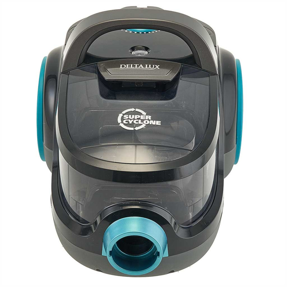 Пылесос DELTA LUX DL-0836 СУПЕР-ЦИКЛОН, Черный с бирюзовым, 2600Вт, регулир. мощности