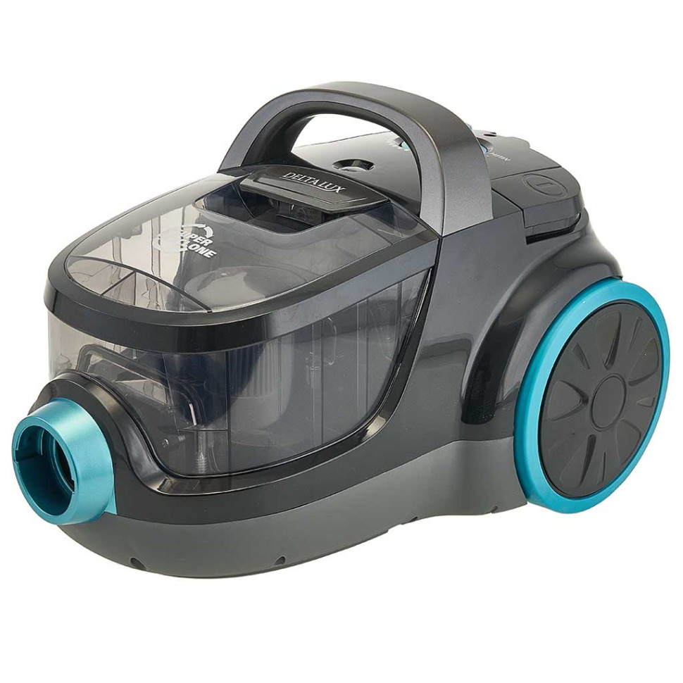 Пылесос DELTA LUX DL-0836 СУПЕР-ЦИКЛОН, Черный с бирюзовым, 2600Вт, регулир. мощности