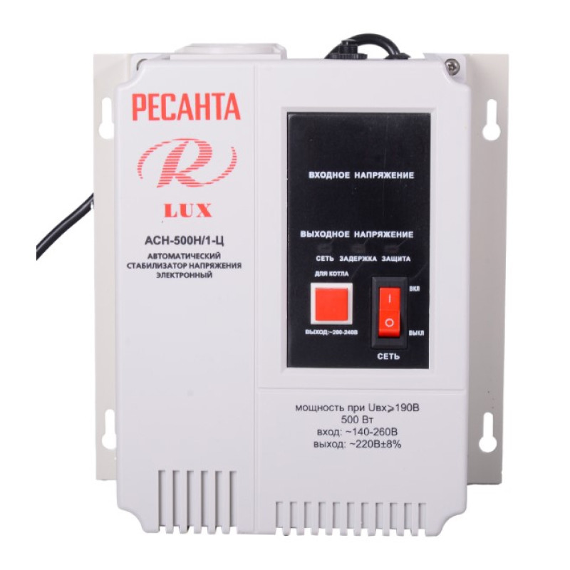 Стабилизатор напряжения релейный Ресанта LUX АСН-500Н/1-Ц ( настенный, 500ВТ, 140-260В, 1-фазный)